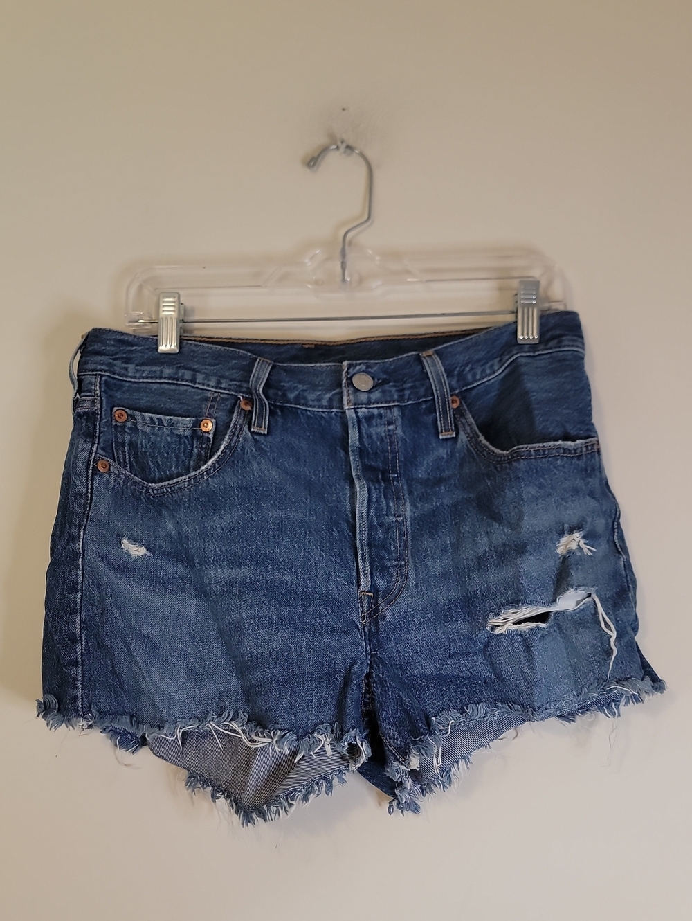 Denim Distressed High-Waist Women’s Shorts - Blue 501